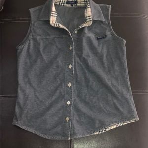 Burberry London Shirt Sleeveless Blue Cotton 40